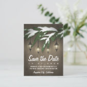 Rustikaler Schnee in der grünen Laterne Speichern Ankündigungspostkarte (Stehend Vorderseite)