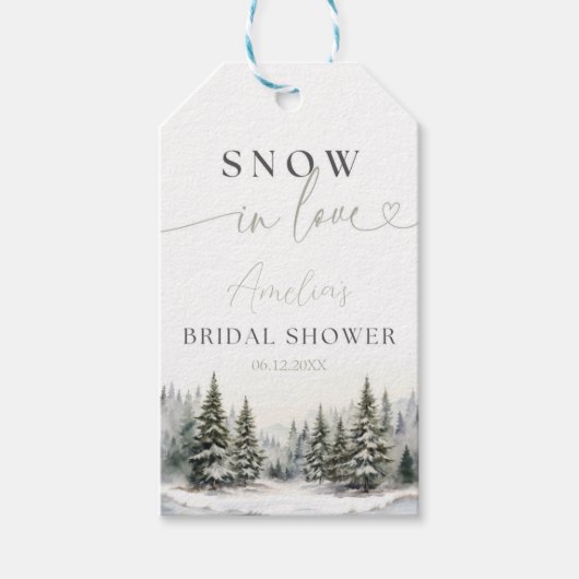 Rustikaler Schnee in der Liebe Brautparty Gevor Ta Geschenkanhänger (Vorderseite)