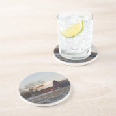 Rustikaler Schneedecker Getränkeuntersetzer (Seite)