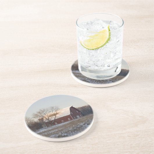 Rustikaler Schneedecker Getränkeuntersetzer (Seite)