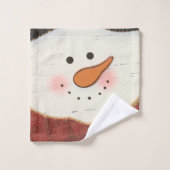 Rustikaler Schneemann Badhandtuch Set (Waschlappen)