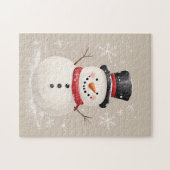 Rustikaler Schneemann mit Schneeflocken Puzzle (Horizontal)