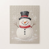 Rustikaler Schneemann mit Schneeflocken Puzzle (Vertikal)