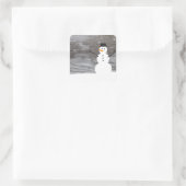 Rustikaler Schneemann Quadratischer Aufkleber (Tasche)