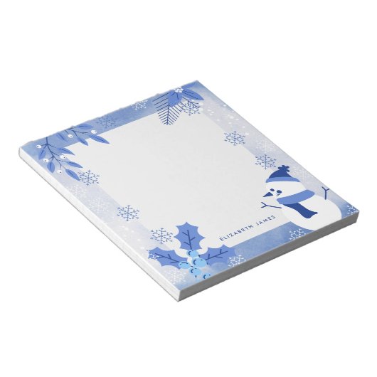 Rustikaler Schneemann Winter Custom Notizblock (angewinkelt)