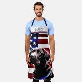 Rustikaler Schokolade-Labrador auf der Flagge Schürze (Getragen)