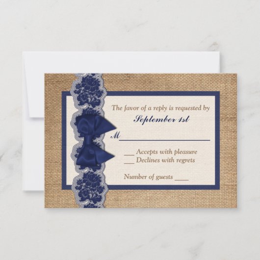 Rustikaler Schoß, gepresste Spitze, RSVP-Karte für RSVP Karte (Vorderseite)
