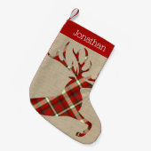 Rustikaler Schoß mit Individuelle Name Red Kariert Kleiner Weihnachtsstrumpf (Vorderansicht (hängend))