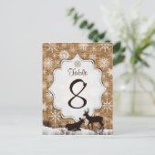 Rustikaler Schoß, Schneeflocken, Hirsche-Tischnumm Postkarte (Stehend Vorderseite)