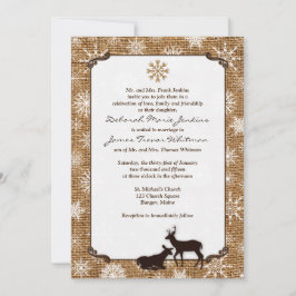 Rustikaler Schoß, Schneeflocken & Hirschhochzeit E Einladung