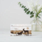 Rustikaler Schoß, Schneeflocken & Hirschhochzeit P Platzkarte (Stehend Vorderseite)