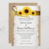 Rustikaler Schoß, Spitzen, Sonnenblumen Einladung  (Vorne/Hinten)