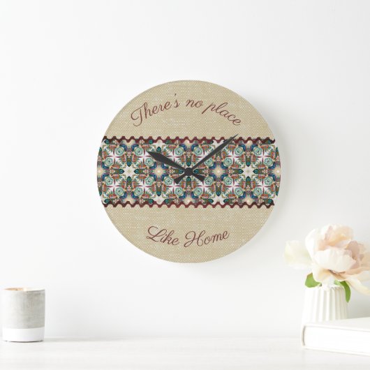 Rustikaler Schoß und Blume Große Wanduhr (Zuhause)
