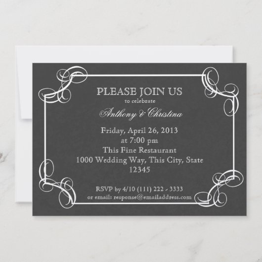 Rustikaler Schoß und Schiefer Einladung (Rückseite)