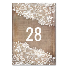 Rustikaler Schoß und Vintage Hochzeit Tischnummer