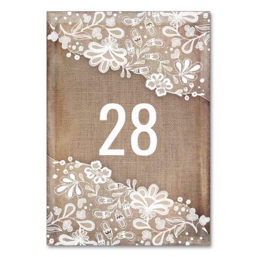 Rustikaler Schoß und Vintage Hochzeit Tischnummer (Vorderseite)