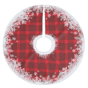 Rustikaler Schottenkariert-Schneefee-Baumschürze Polyester Weihnachtsbaumdecke