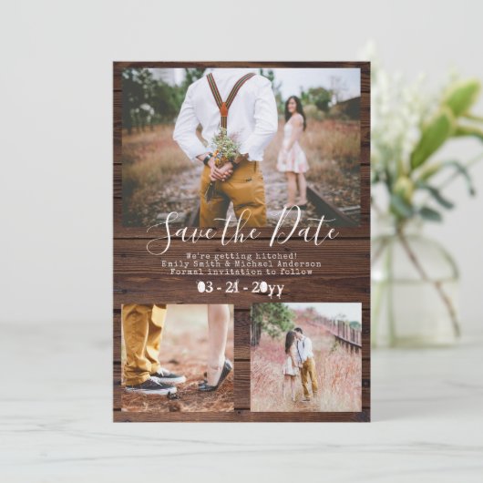 Rustikaler SchreibmaschinenSchriftart Save the Dat Save The Date (Stehend Vorderseite)