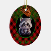 Rustikaler, schwarz-grauer karierter Kiefernzapfen Keramik Ornament (Rechts)