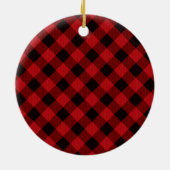 Rustikaler, schwarz-grauer karierter Kiefernzapfen Keramik Ornament (Hinten)