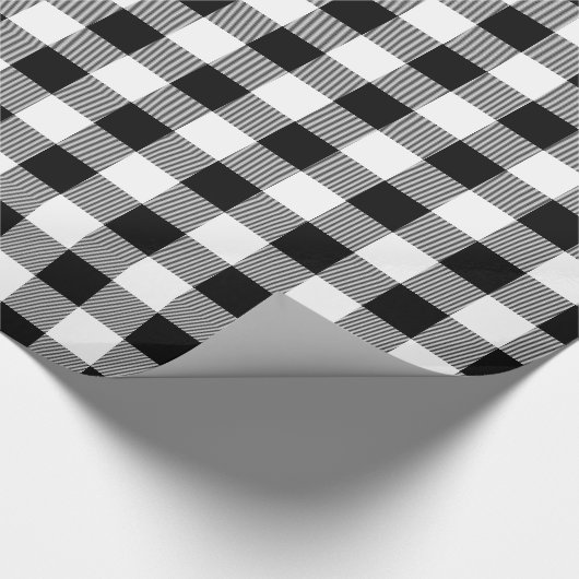 Rustikaler Schwarz-Weiß-Buffalo-Karo Geschenkpapier (Ecke)