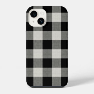 Rustikaler Schwarz-Weiß-Karo Buffalo Check iPhone 14 Hülle
