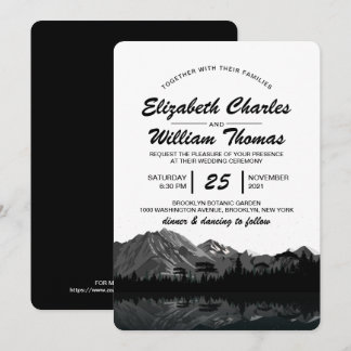 Rustikaler Schwarz-Weiß-Wald Hochzeitsinvit Einladung