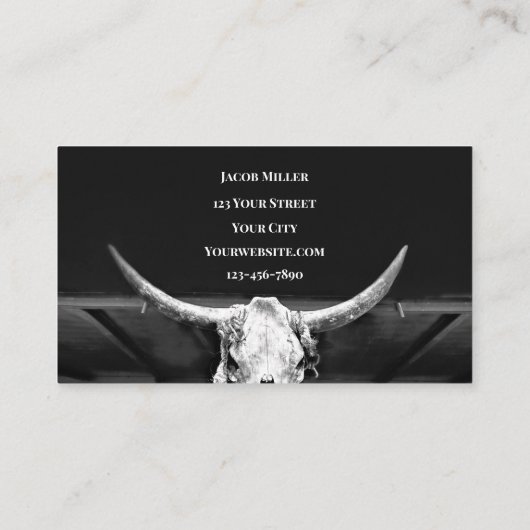 Rustikaler Schwarz-Weiß-Western Visitenkarte (Rückseite)