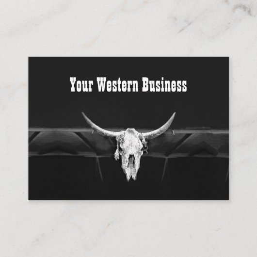 Rustikaler Schwarz-Weiß-Western Visitenkarte (Vorderseite)