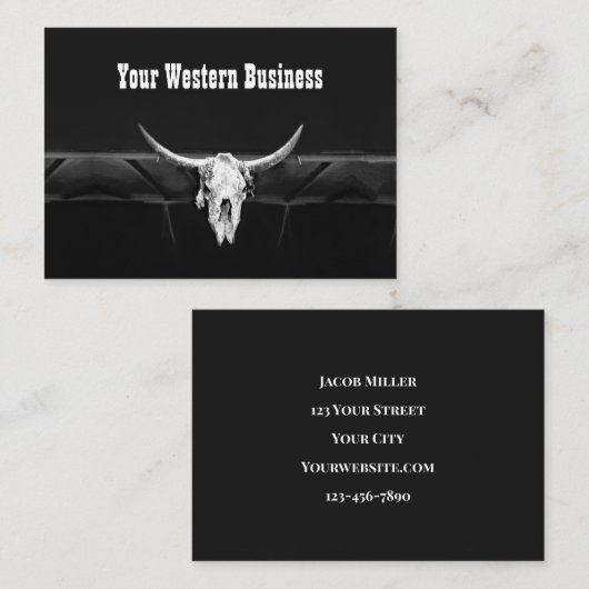 Rustikaler Schwarz-Weiß-Western Visitenkarte (Vorne/Hinten)