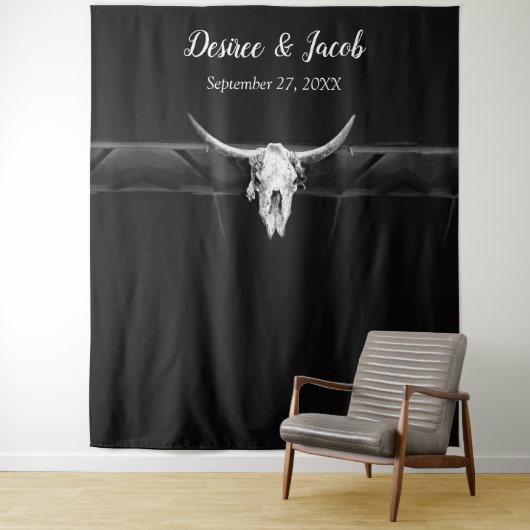 Rustikaler Schwarz-Weiß-Western Wandteppich (Beispiel)