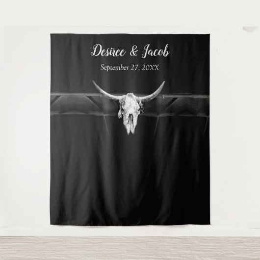 Rustikaler Schwarz-Weiß-Western Wandteppich (Vorderseite)