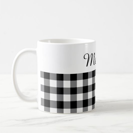 Rustikaler, schwarz-weißer Buffalo-Karierter Indiv Kaffeetasse (Links)