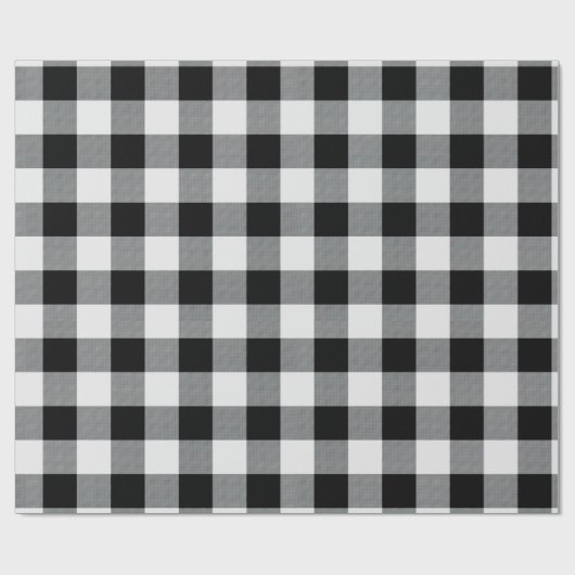 Rustikaler Schwarz-weißer Büffel-Karo Geschenkpapier (Flach)