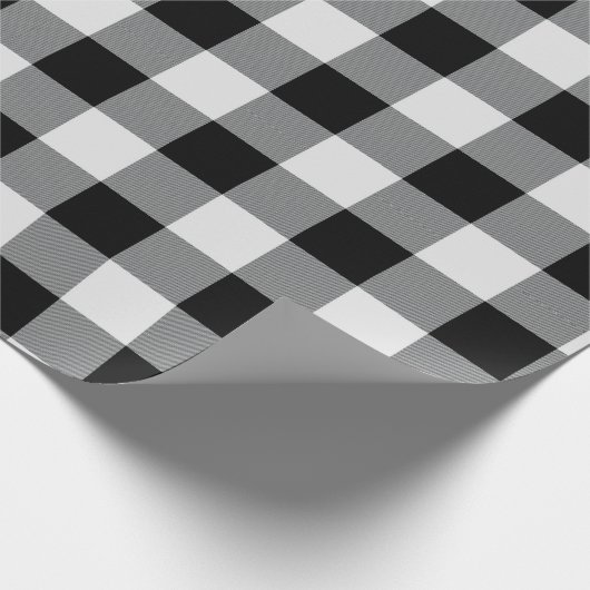 Rustikaler Schwarz-weißer Büffel-Karo Geschenkpapier (Ecke)