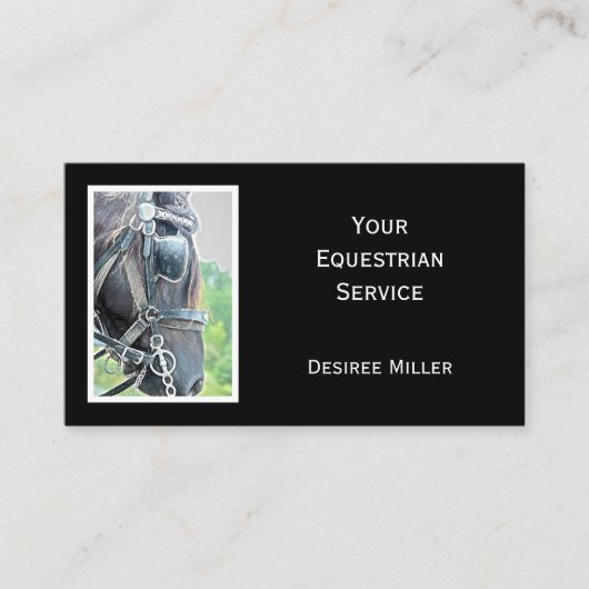 Rustikaler Schwarz-weißer Reitbetrieb Western Visitenkarte (Vorderseite)