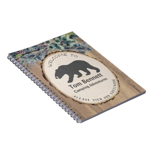 Rustikaler Schwarzer Bär Camping Empfang Notizblock (Rechte Seite)