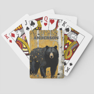 Rustikaler schwarzer Bär - eigener Name Spielkarten