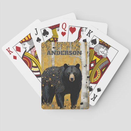 Rustikaler schwarzer Bär - eigener Name Spielkarten (Rückseite)