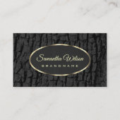 Rustikaler Schwarzer Baum Bark Holz Grain Oval Gol Visitenkarte (Vorderseite)