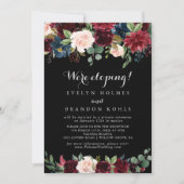 Rustikaler schwarzer Botanischer Elopement-Empfang Einladung (Vorderseite)