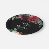 Rustikaler Schwarzer Botanischer Hochzeitstorte Pappteller (Schrägansicht)