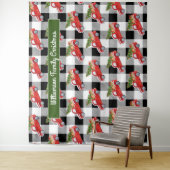 Rustikaler Schwarzer Karierter Weihnachtswagen Fot Wandteppich (Beispiel)