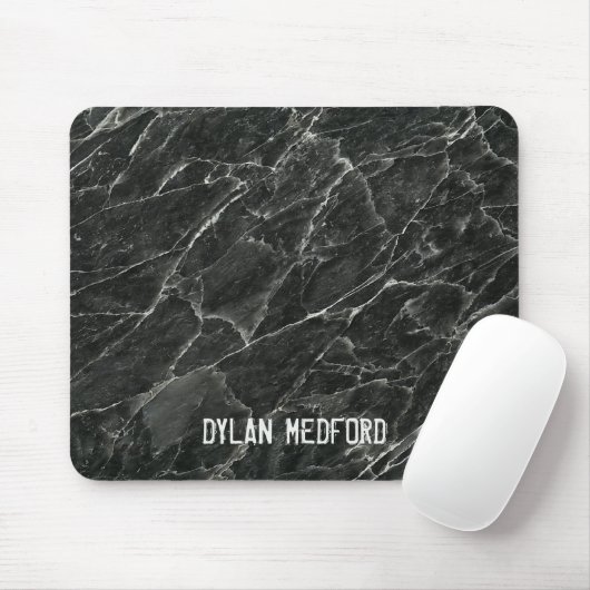 Rustikaler schwarzer Marmor mit Individuelle Name- Mousepad (Mit Mouse)