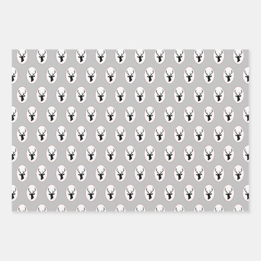 Rustikaler Schwarzer Rentier mit Schwarz-Weiß-Tart Geschenkpapier Set (Vorderseite)