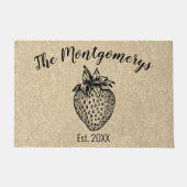 Rustikaler Schwarzer Strawberry-Individuelle Name  Fußmatte (Vorderseite)