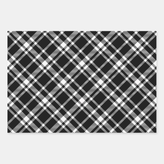 Rustikaler Schwarzer Tartan Kariert Frohe Weihnach Geschenkpapier Set (Vorderseite)