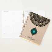 Rustikaler Schwarzgoldmandala-Beige-Beulenname Planer (Anzeige)