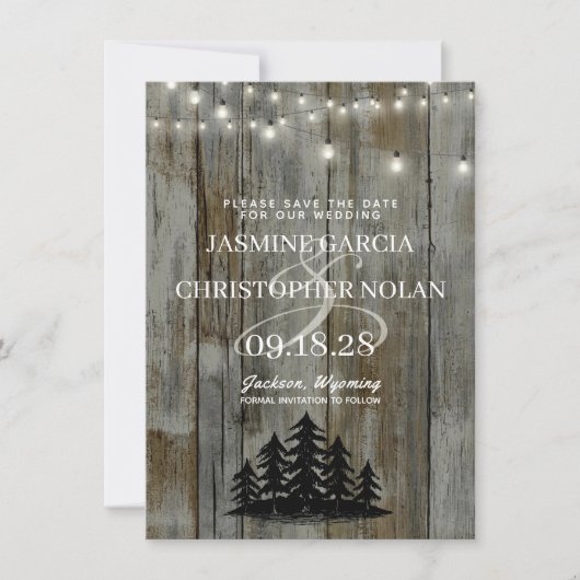 Rustikaler Schwarzwald Save The Date (Vorderseite)