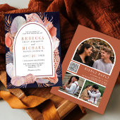 Rustikaler Seashell Nautical Navy Blue QR Code Hoc Einladung